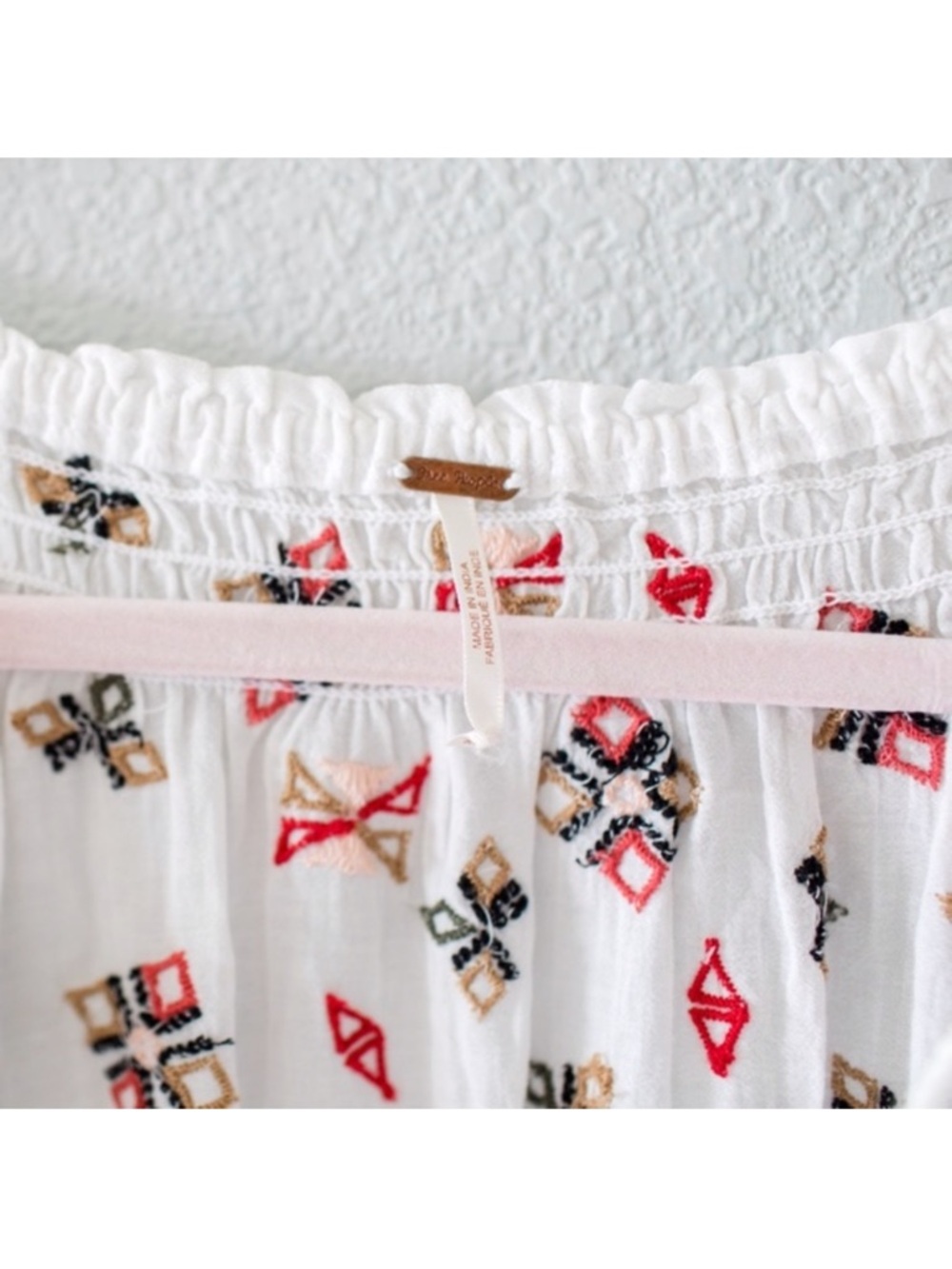 Free People White Boho Embroidered Maxi Dress with Pink and Black Accents - Picture 6 of 16